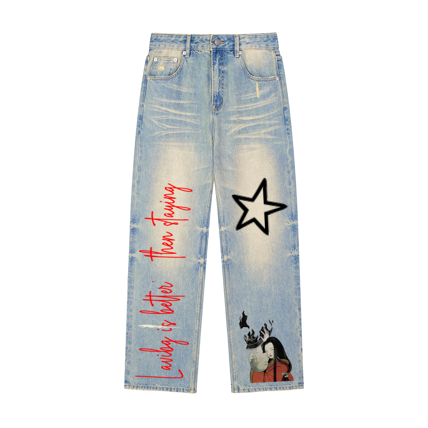 Leaving Is Better than staying StarFade Raw Hem Denim Jeans