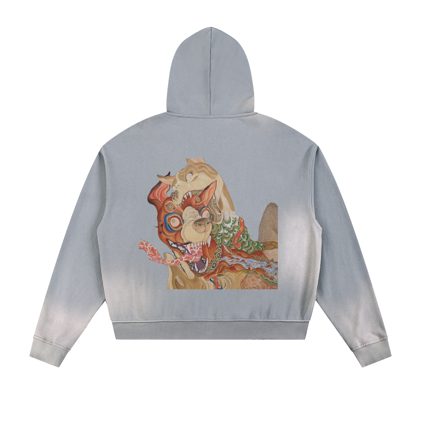 86 Sun Fade Frayed Raw Edge Fleece Zip Hoodie