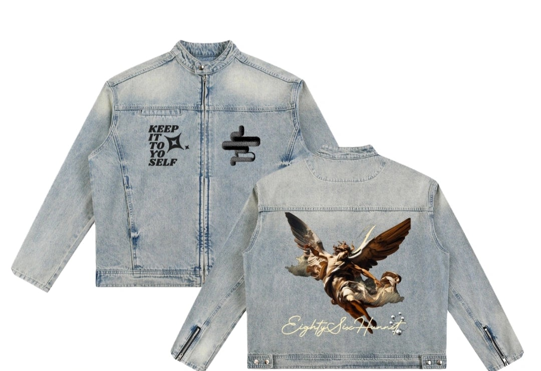 Keep It To Yo Self Vintage Zip Up Denim Jacket